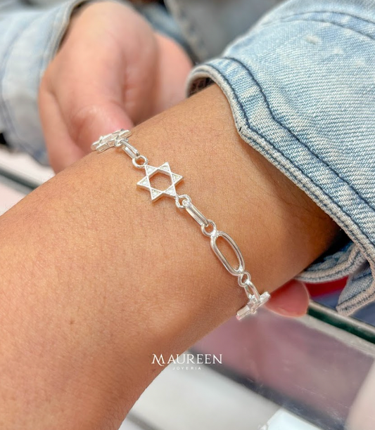 Pulsera estrella de david - Plata