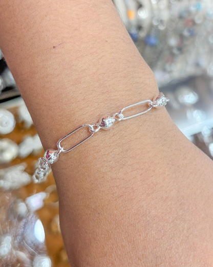 Pulsera eslabones con esferas - Plata