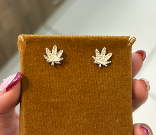 Arete hoja de marihuana - Plata