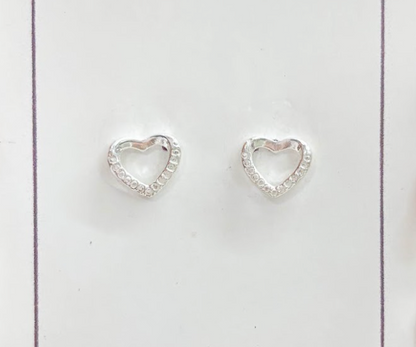 Arete corazón calado texturado  - Plata