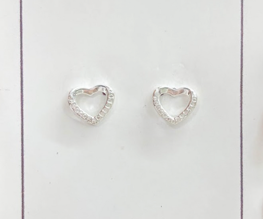 Arete corazón calado texturado  - Plata