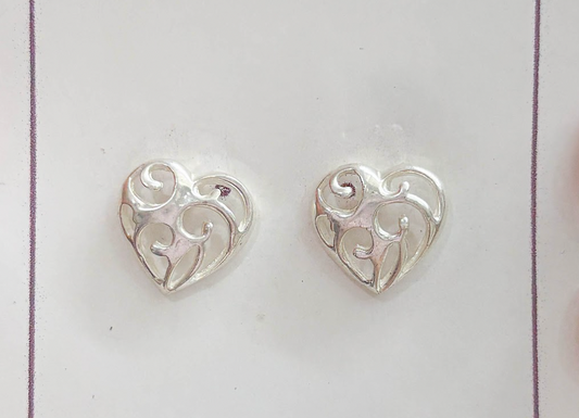 Arete corazon calado con ramas  - Plata