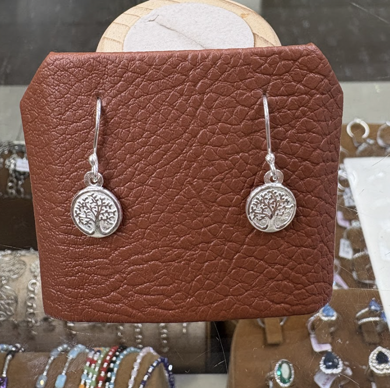 Arete arbol de la vida contorno circular colgante- Plata
