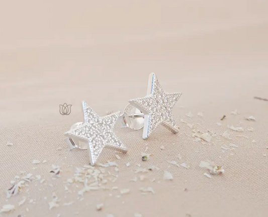 Arete estrella circones pegado- Plata