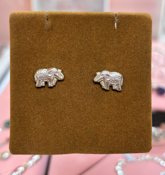 Arete elefante bombacho pegado - Plata