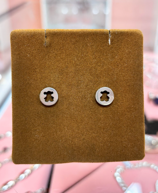 Arete oso tous circular encajonado pegado - Plata