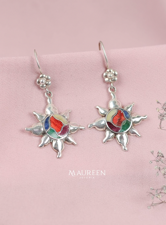 Aretes sol piedras naturales - Plata