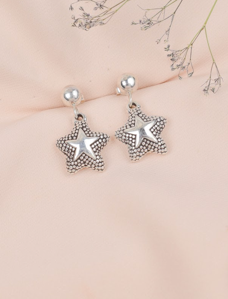 Arete estrella colgante electroformatura- Plata