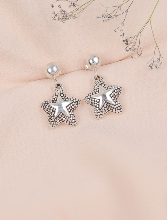 Arete estrella colgante electroformatura- Plata