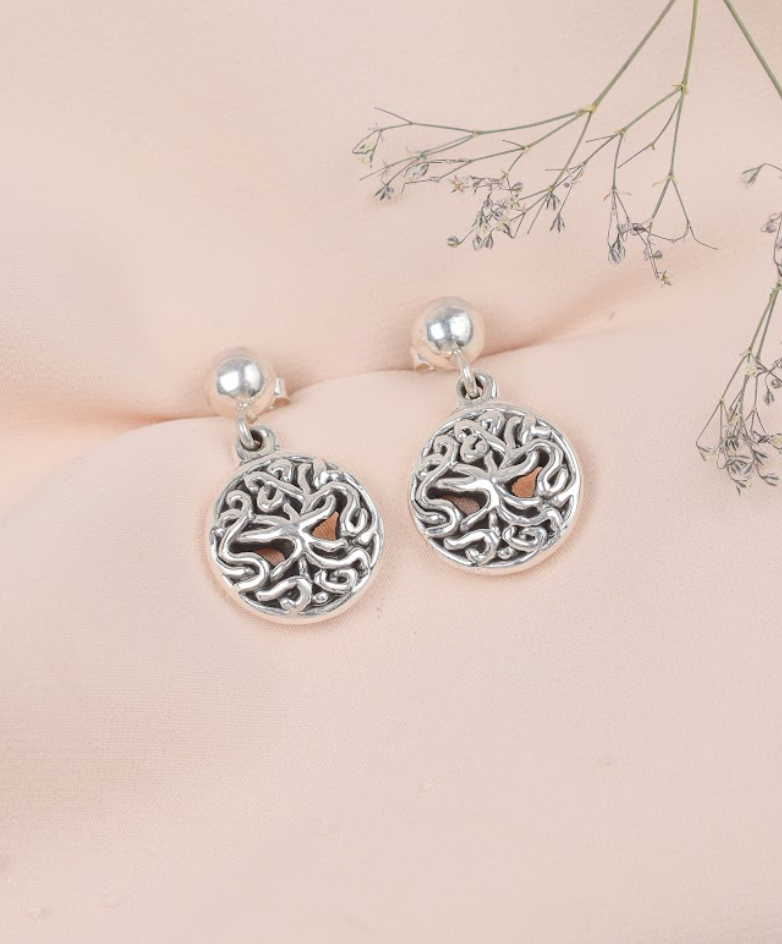 Arete arbol de la vida colgante electroformatura ramas - Plata