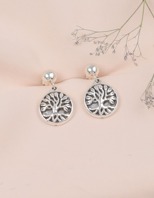 Arete arbol de la vida colgante electroformatura ramas- Plata
