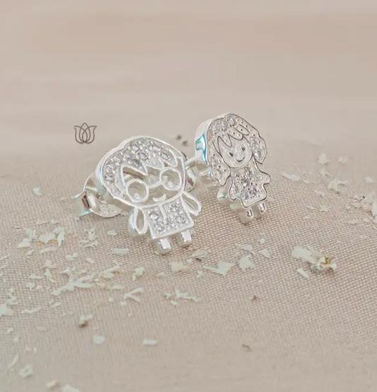 Arete niño y niña pegado circones - Plata