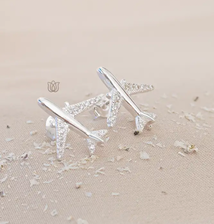 Arete aviones pegado circones  - Plata