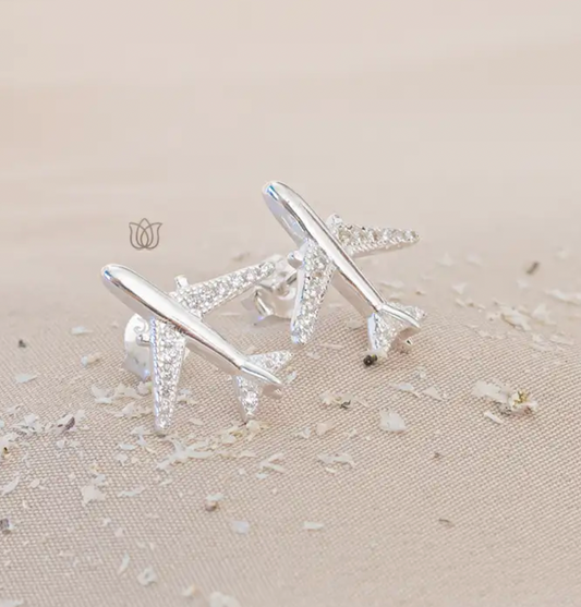 Arete aviones pegado circones  - Plata