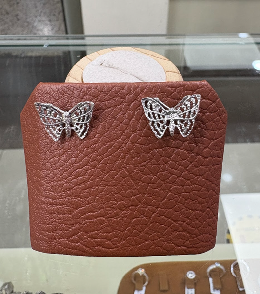 Arete mariposa filigrana - Plata quemada