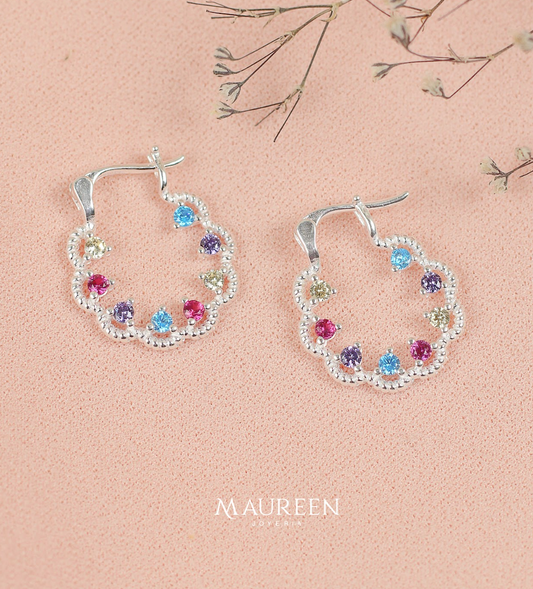 Argolla  8 circones multicolor - Plata