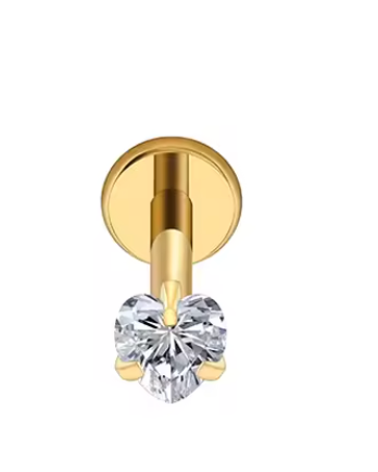 Arete piercing punto de luz corazon - Titanio Quirurgico