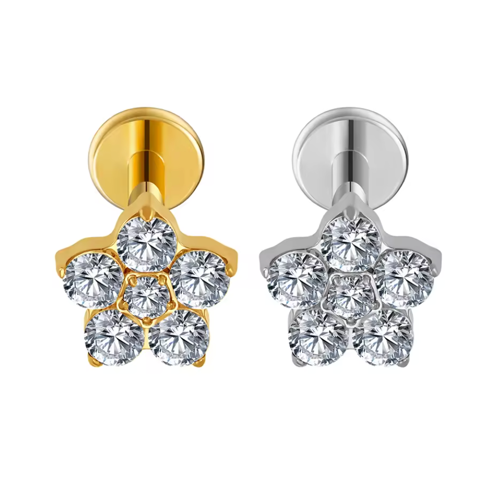 Arete piercing flor - Titanio Quirurgico