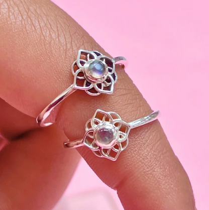 Anillo piedra natural mandala  - Plata