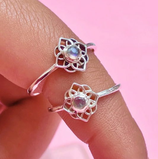 Anillo piedra natural mandala  - Plata