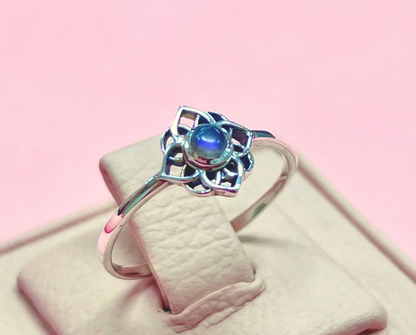 Anillo piedra natural mandala  - Plata