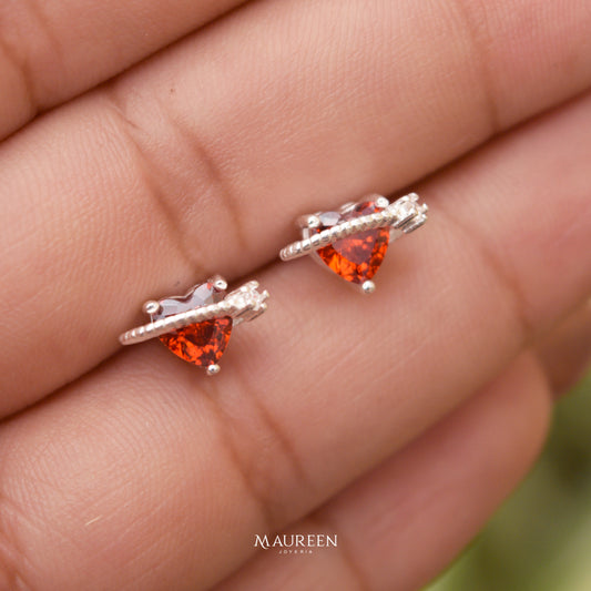 Arete corazón entrelazado circón - Plata