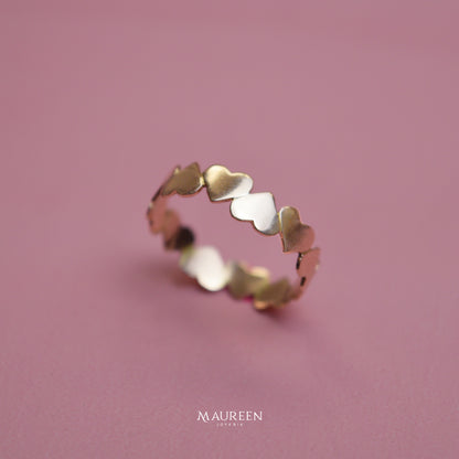 Anillo cadena de corazones - Oro