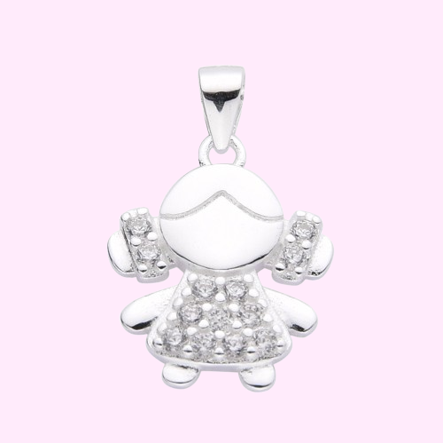 Dije niña con circones - Plata