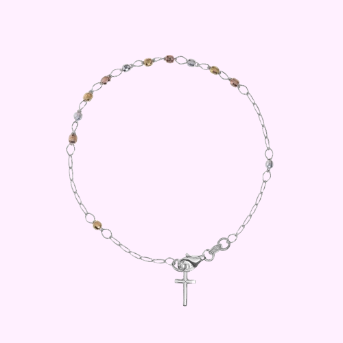 Pulsera denario cruz -  Plata / Oro