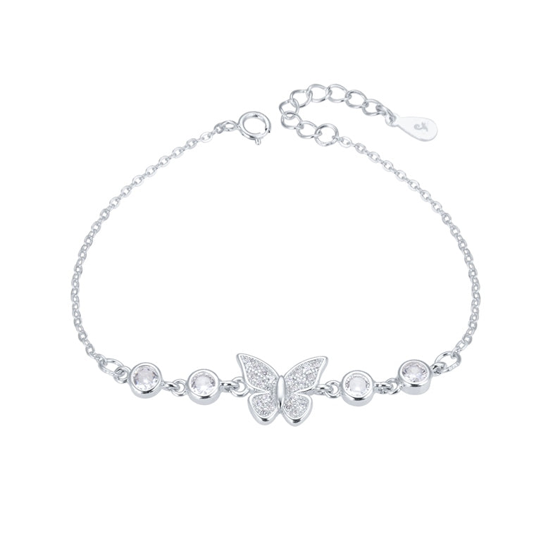 Pulsera mariposa con punto de luz -  Plata