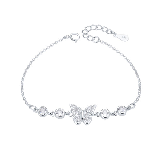 Pulsera mariposa con punto de luz -  Plata