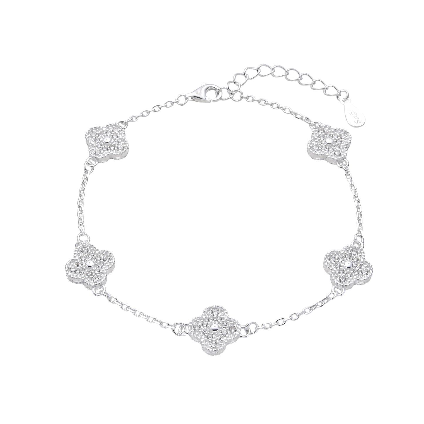 Pulsera  flores con circones - Plata