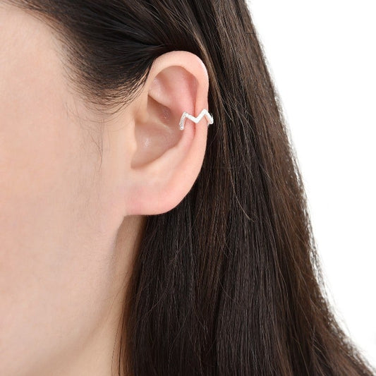 Arete ear cuff zig zag circones- Plata