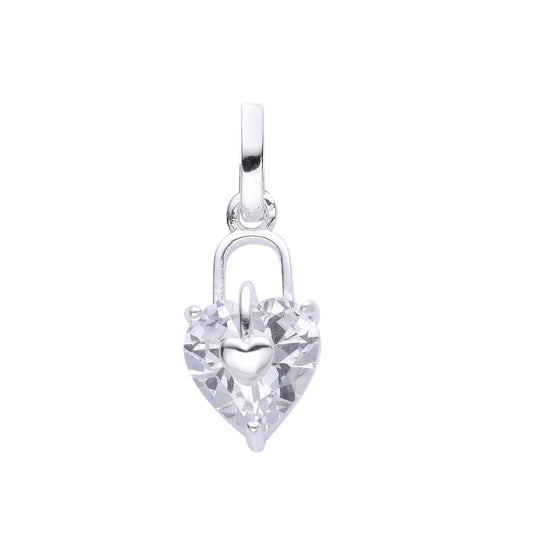Dije circón de corazón -  Plata