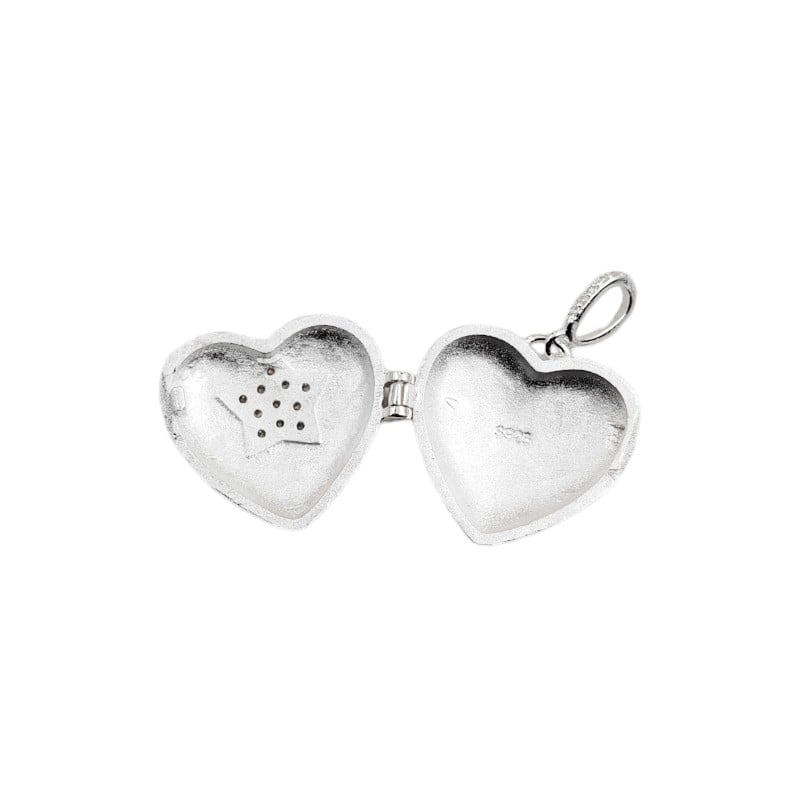 Dije relicario corazón con estrella- Plata