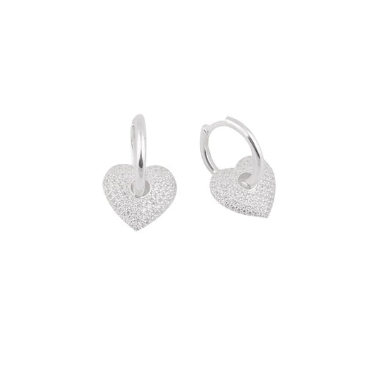 Argolla corazón con circones - Plata