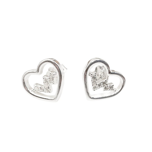 Arete corazon latino adentro pegado - Plata