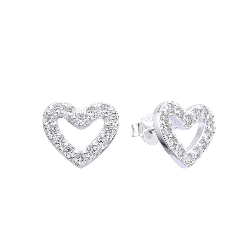 Arete corazon calado circon - Plata