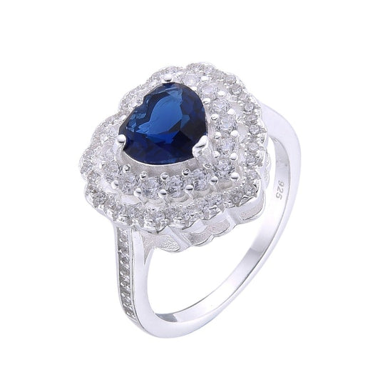 Anillo de promesa piedra zafiro circones - Plata