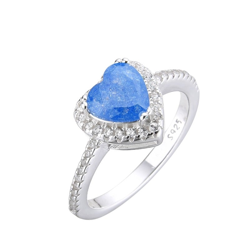 Anillo de promesa corazón azul - Plata