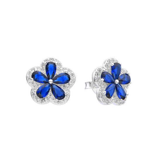 Arete flor con circones pegado - Plata