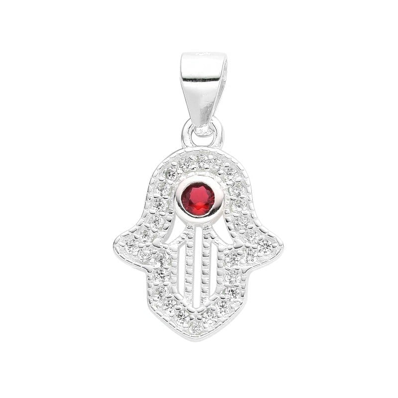 Dije mano poderosa piedra rubi  -  Plata