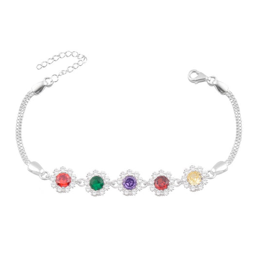Pulsera con margaritas de colores  - Plata