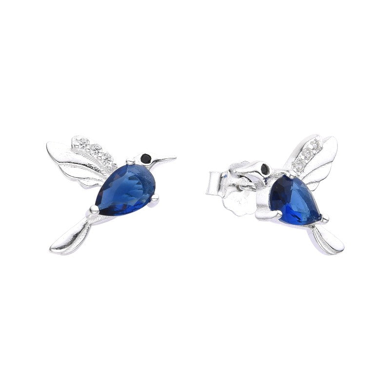 Arete colibri pegado - Plata