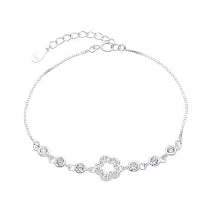 Pulsera flor y puntos luz  -  Plata