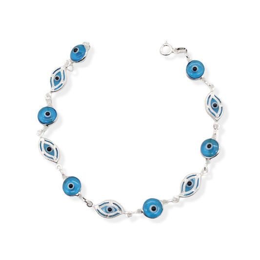 Pulsera ojo turco celeste - Plata