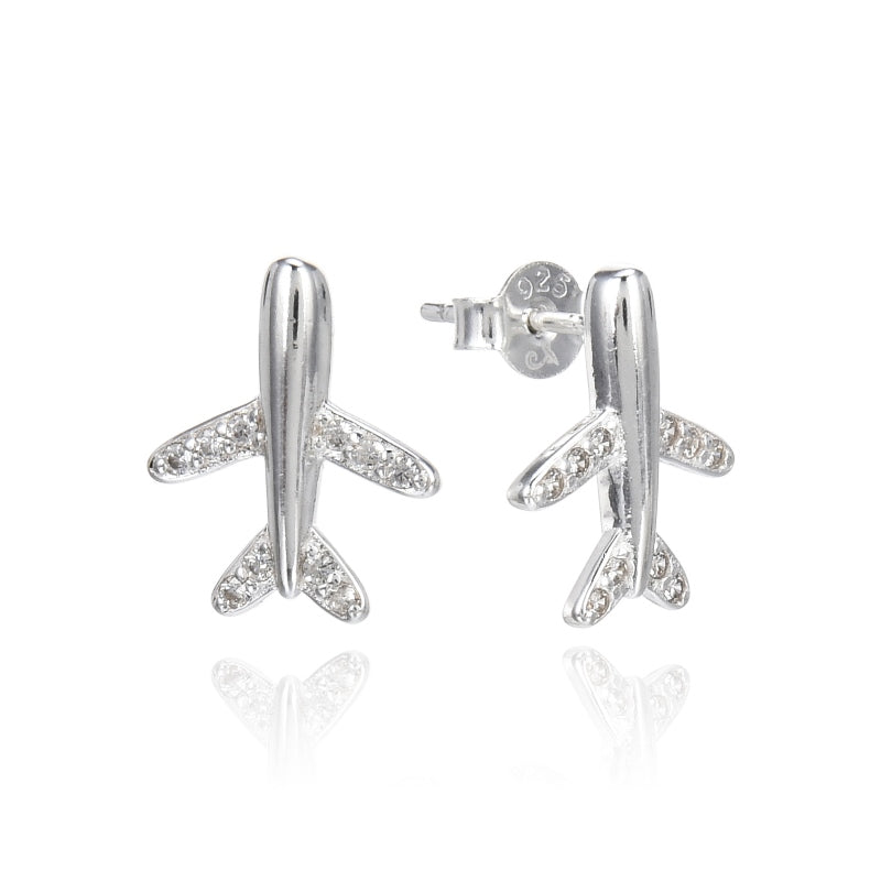 Arete avion con circones pegado - Plata