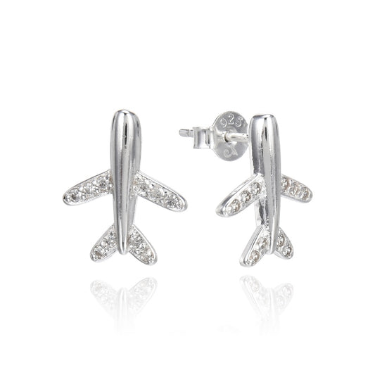 Arete avion con circones pegado - Plata