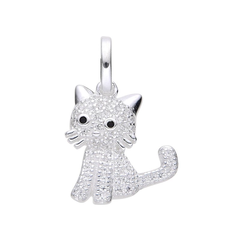 Dije gato con circones -  Plata