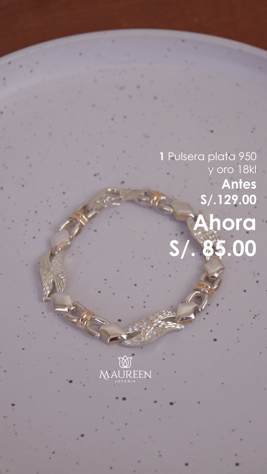 Pulsera diamantada rombos - Plata/Oro